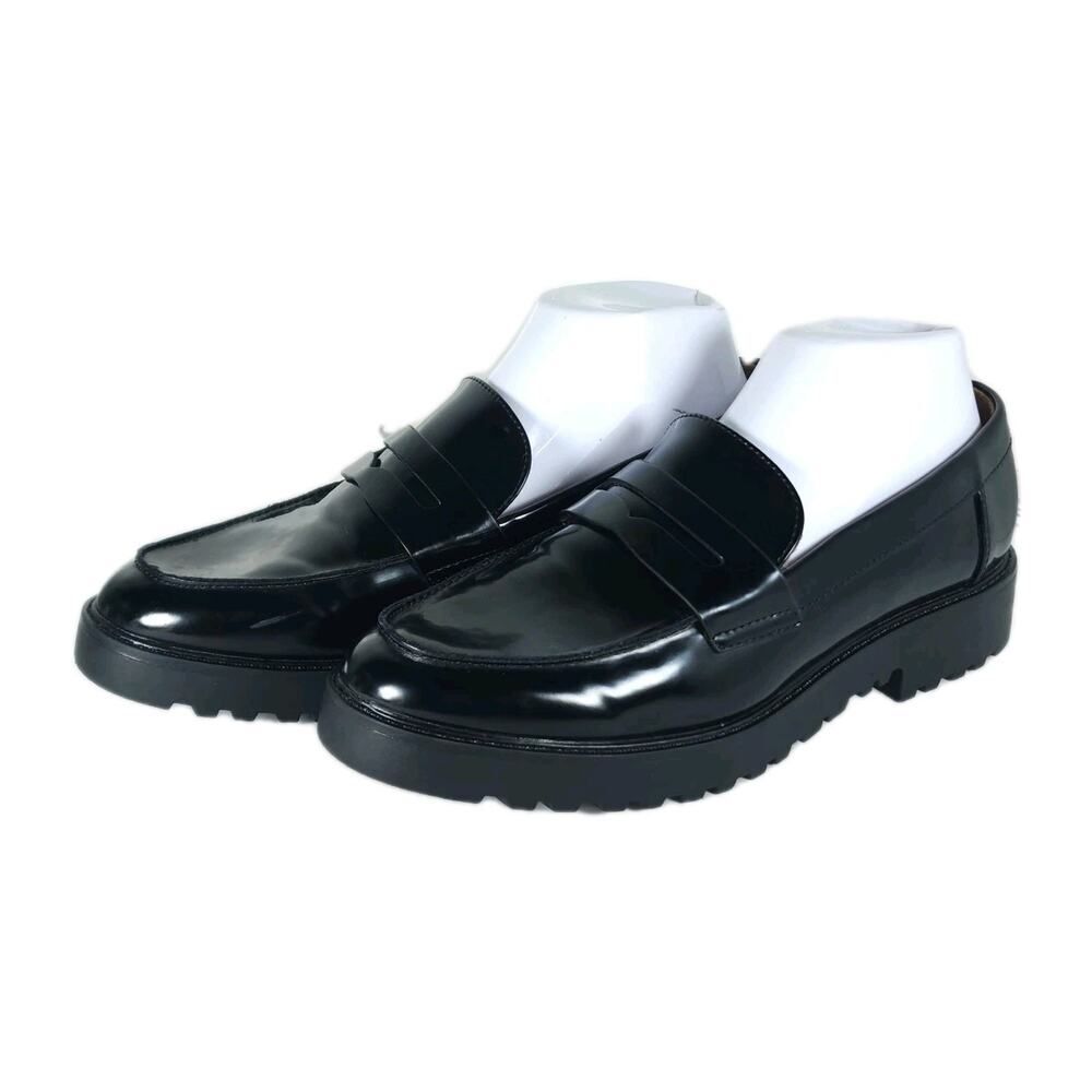 Mia Amore Women's Hali US 8,5 Black Lug Sole Slip On Penny Loafer Shoes